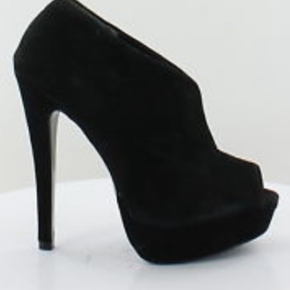 Steve Madden Black Suede Platform High Heel Ankle Boots - Picture 2 of 8